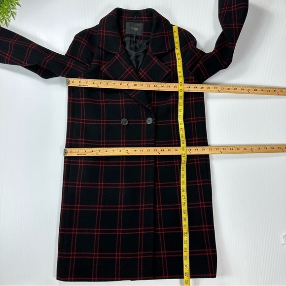Maje Coat Sz 36 Plaid Wool Blend - Picture 8 of 16